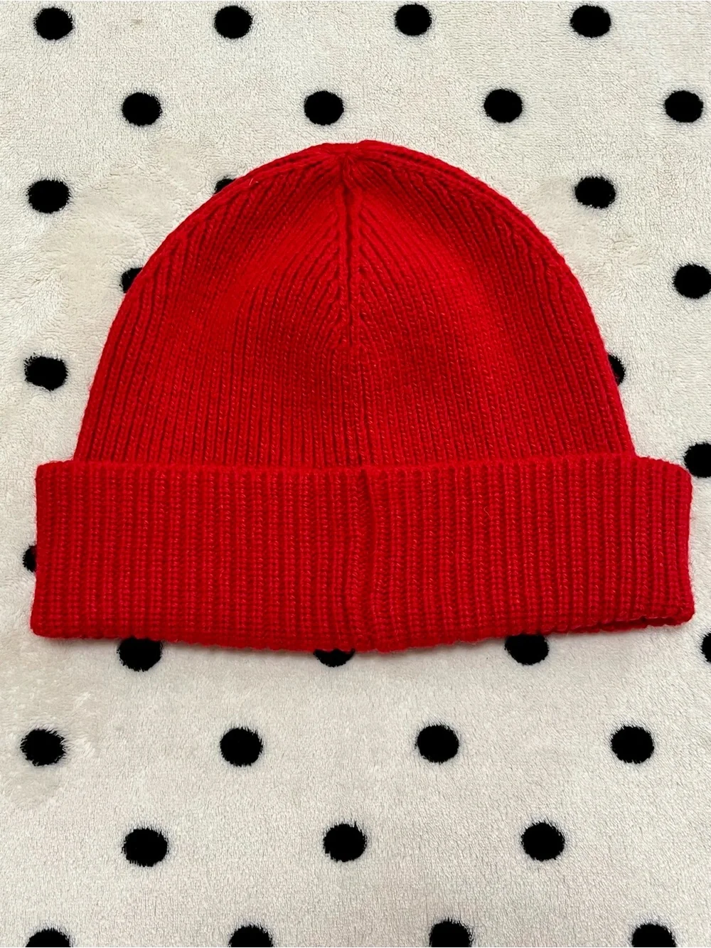 Polo Ralph Lauren Red Solid Denim Bear Beanie Ribbed Knit Winter Hat